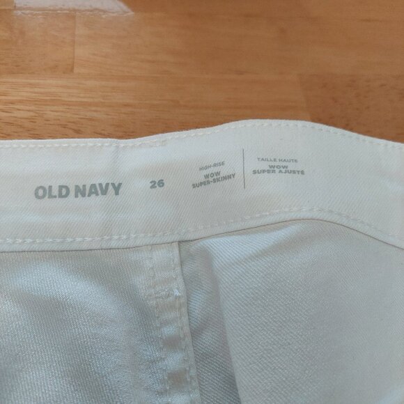 Old Navy Plus Size White Cotton Wow High Rise Skinny Jean Pants Size 26 - Picture 6 of 11